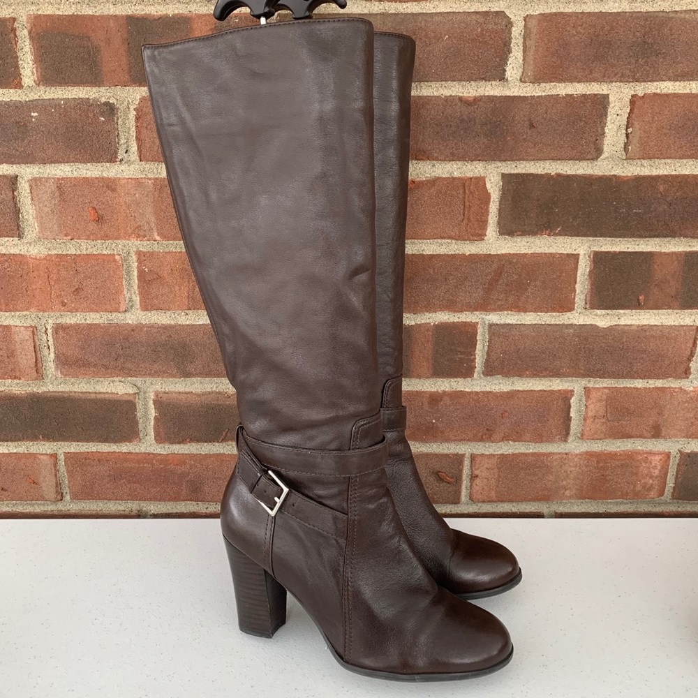 Marc Fisher brown high heel knee high tall boots